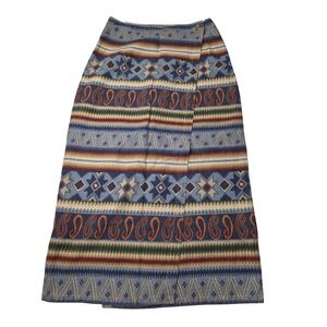 Vivaldi Jeanswear Women's Size 12 Southwestern Ethnic Print Wrap Maxi Skirt boho